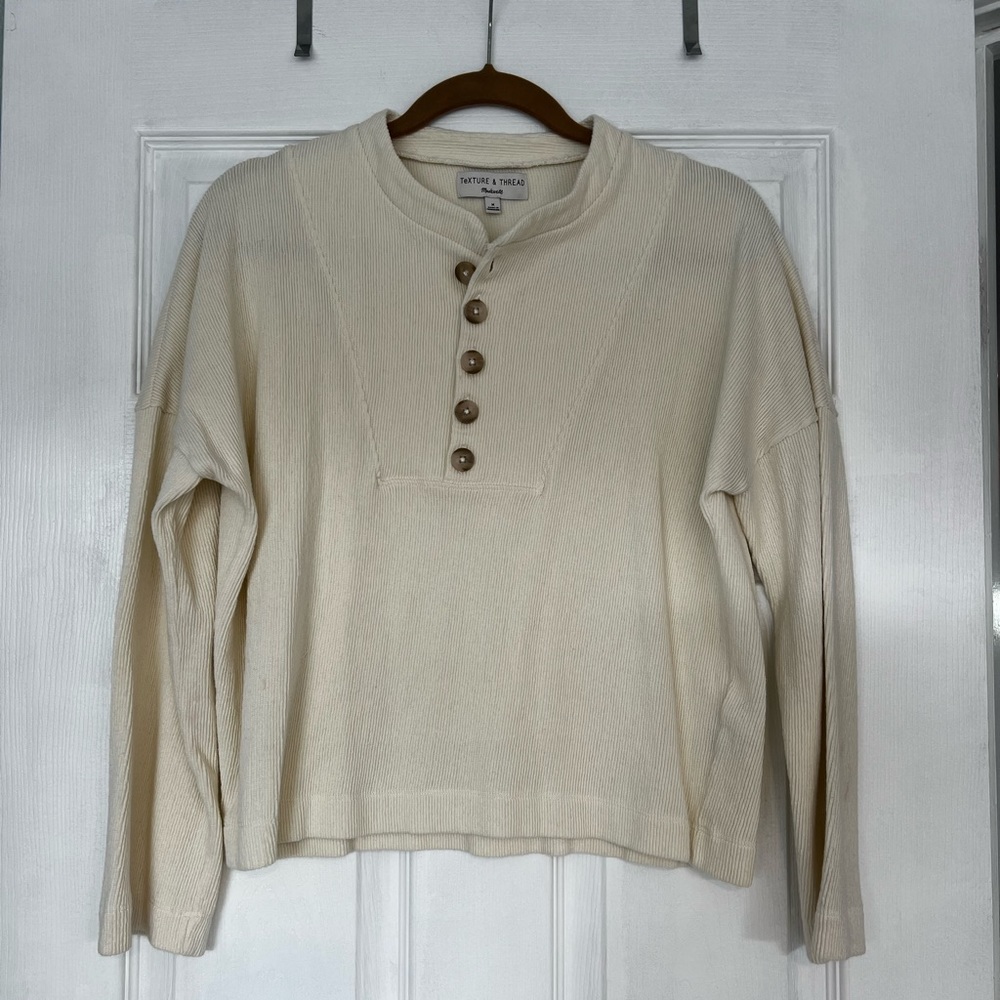Madewell TeXTURE & THREAD seamed henley top, size Medium